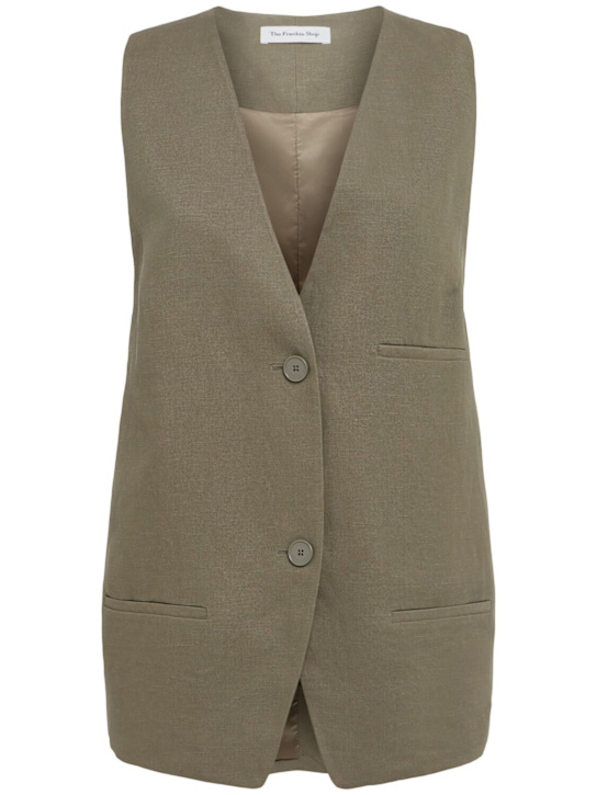 The Frankie Shop: Melrose linen blend vest - Khaki - women_0 | Luisa Via Roma