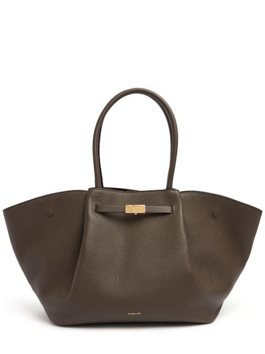 DeMellier: New York grain leather tote bag - Deep Olive - women_0 | Luisa Via Roma