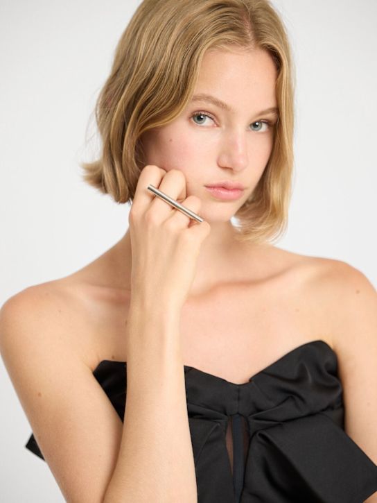 McQueen: T- Bar brass ring - Silver - women_1 | Luisa Via Roma