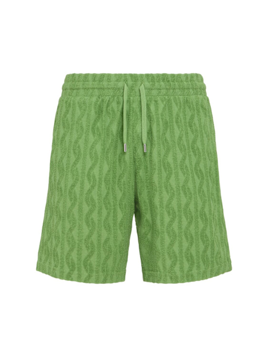 Frescobol Carioca: Augusto terry jacquard shorts - Parakeet Green - men_0 | Luisa Via Roma