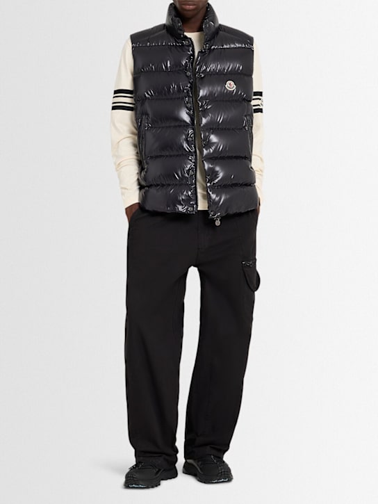 Moncler: Tibb nylon laque down vest - Black - men_1 | Luisa Via Roma