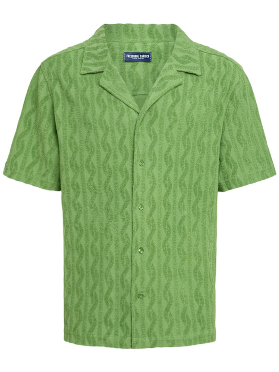 Frescobol Carioca: Roberto terry jacquard shirt - Parakeet Green - men_0 | Luisa Via Roma