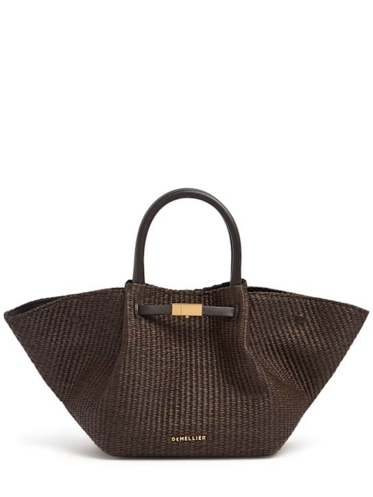 DeMellier: The Midi New York raffia bag - Espresso - women_0 | Luisa Via Roma