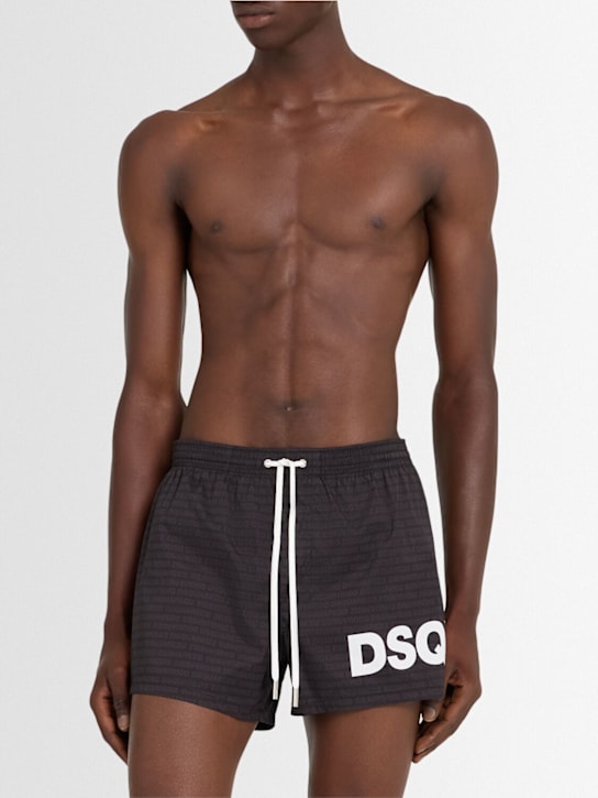 Dsquared2: Logo nylon swim shorts - Black - men_1 | Luisa Via Roma