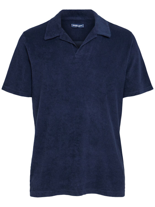 Frescobol Carioca: Faustino terry polo shirt - Navy-blue - men_0 | Luisa Via Roma