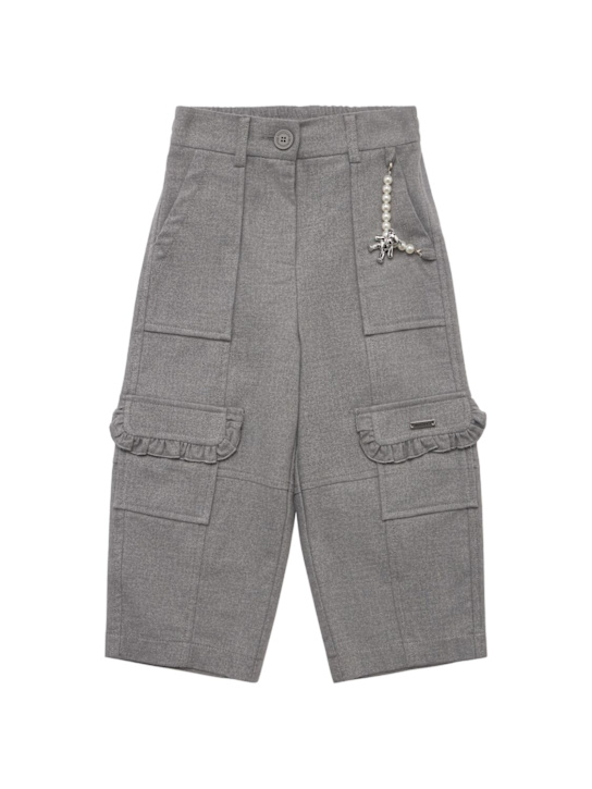 Monnalisa: Pantaloni cargo in flanella - Grigio - kids-girls_0 | Luisa Via Roma