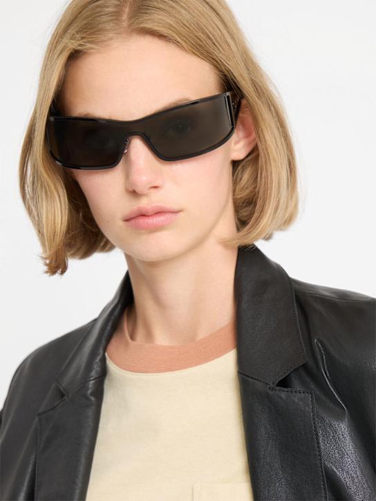 Blumarine: Slim mask acetate sunglasses - Black/Smoke - women_1 | Luisa Via Roma