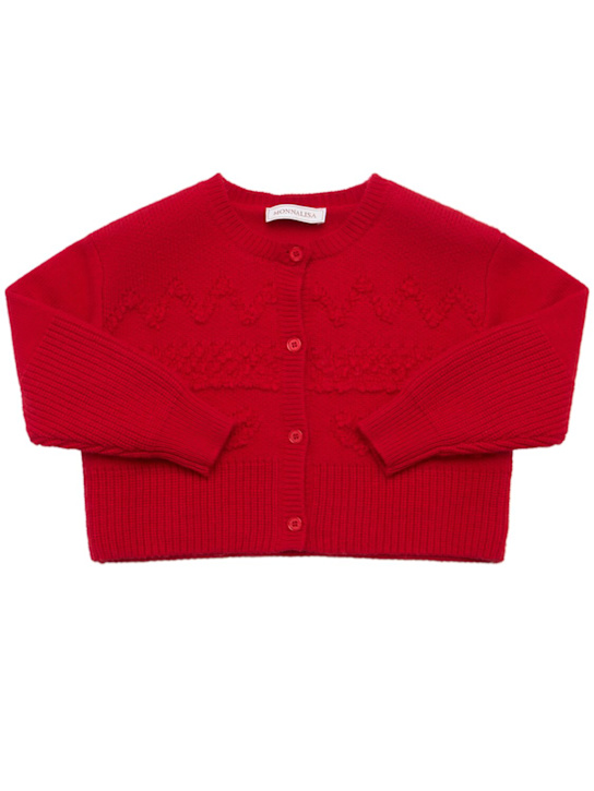 Monnalisa: 聚酯混纺针织开衫 - 红色 - kids-girls_0 | Luisa Via Roma