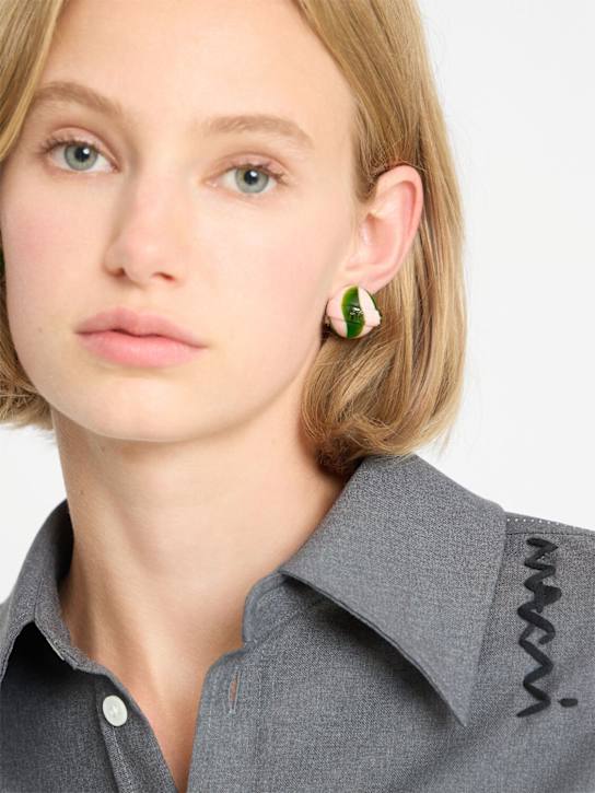 Fiorucci: Striped mini lollipop earrings - Pink And Dark G - women_1 | Luisa Via Roma