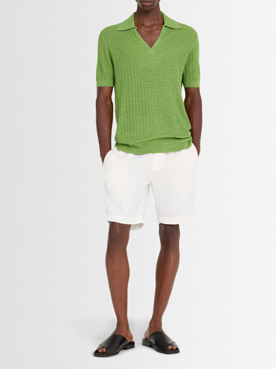 Frescobol Carioca: Joaquim v-neck polo shirt - Parakeet Green - men_1 | Luisa Via Roma