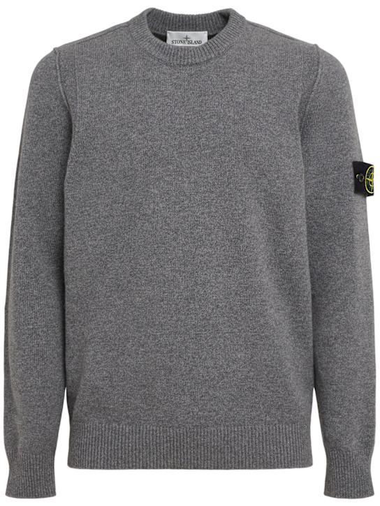 Stone Island: Pullover aus Wollmischung - Cement Melange - men_0 | Luisa Via Roma