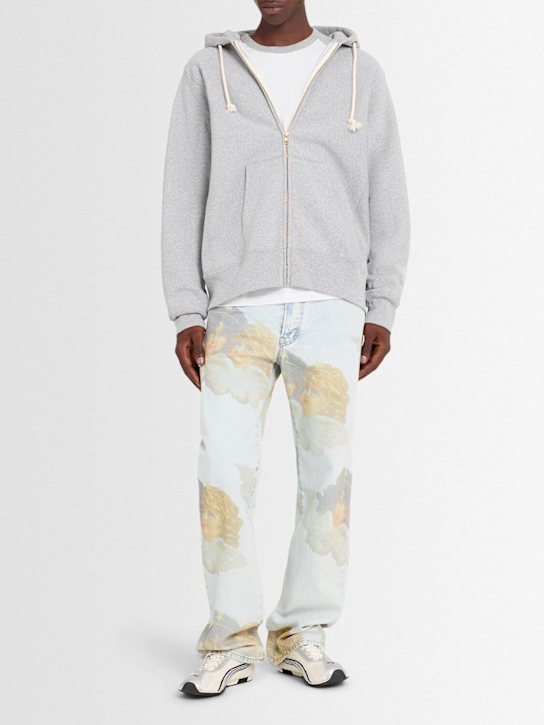 Fiorucci: Angel print straight fit jeans - Light Blue - men_1 | Luisa Via Roma