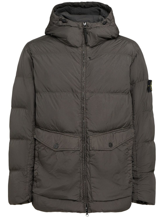 Stone Island: Kurze Daunenjacke aus Nylon - Lead Grey - men_0 | Luisa Via Roma