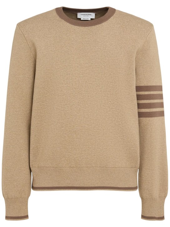 Thom Browne: Milano stitch cotton crewneck sweater - men_0 | Luisa Via Roma