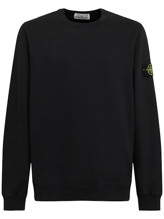 Stone Island: Brushed cotton sweatshirt - Black - men_0 | Luisa Via Roma