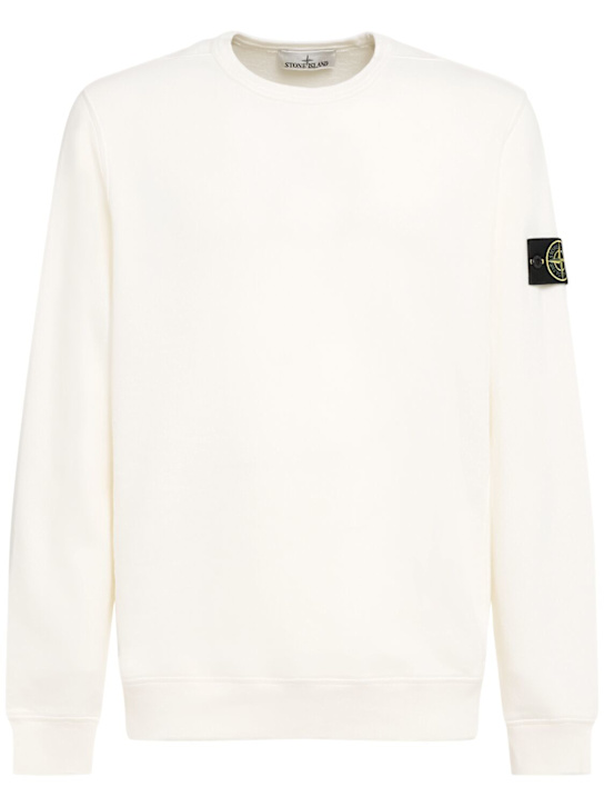 Stone Island: Sweatshirt aus Baumwolle - Elfenbein - men_0 | Luisa Via Roma