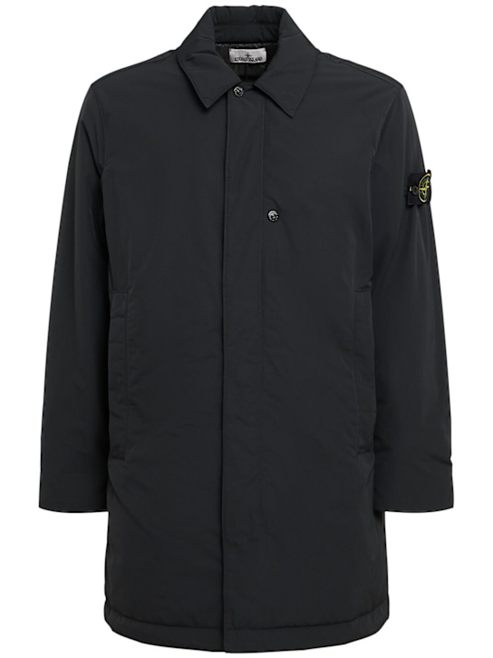 Stone Island: Micro twill long coat - Black - men_0 | Luisa Via Roma