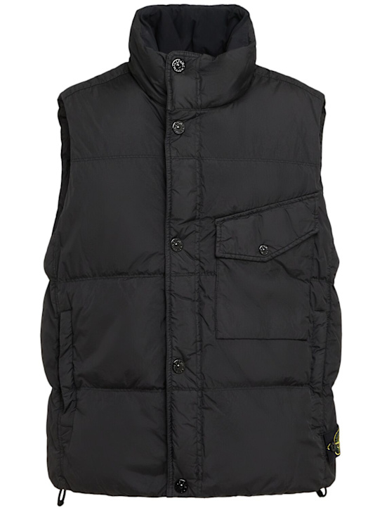 Stone Island: Daunenweste aus Nylon - Schwarz - men_0 | Luisa Via Roma
