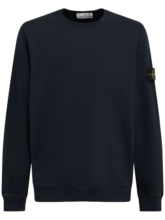 Stone Island: Brushed cotton sweatshirt - ネイビー - men_0 | Luisa Via Roma