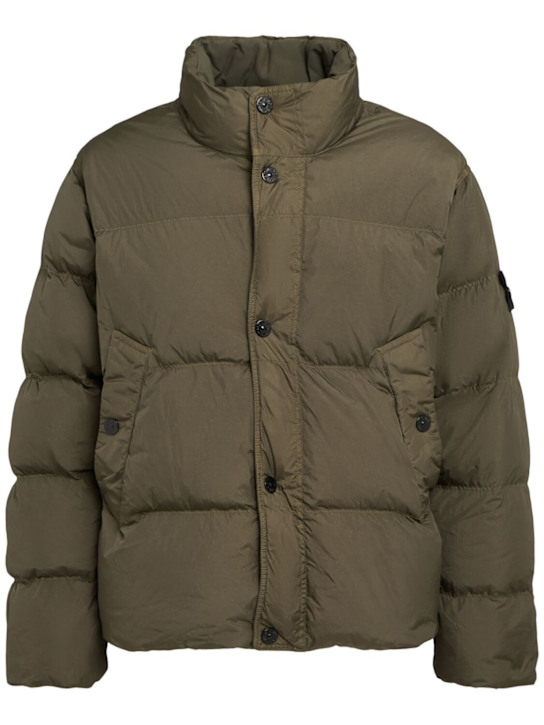 Stone Island: Nylon down bomber jacket - ミリタリーグリーン - men_0 | Luisa Via Roma