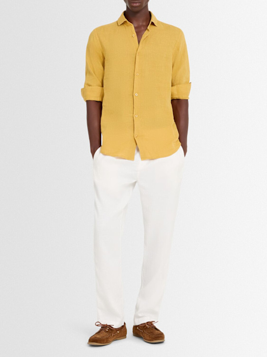 Frescobol Carioca: Antonio long sleeve linen shirt - Tuscan Sun - men_1 | Luisa Via Roma