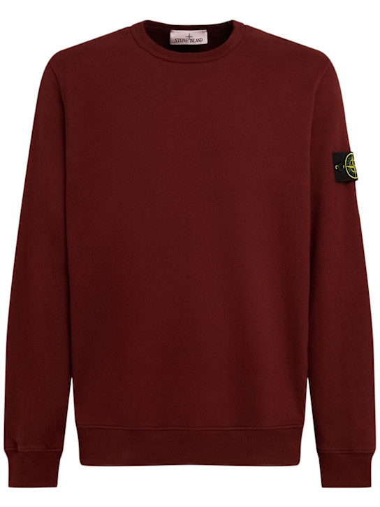 Stone Island: Sweatshirt aus Baumwolle - Burgunderrot - men_0 | Luisa Via Roma