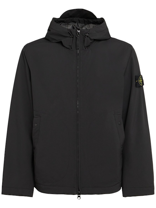 Stone Island: Short soft shell parka - Black - men_0 | Luisa Via Roma