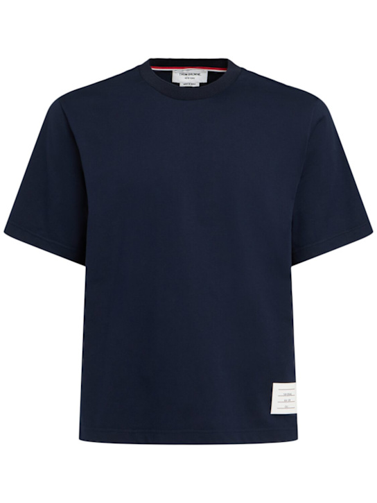 Thom Browne: Oversized cotton t-shirt - men_0 | Luisa Via Roma
