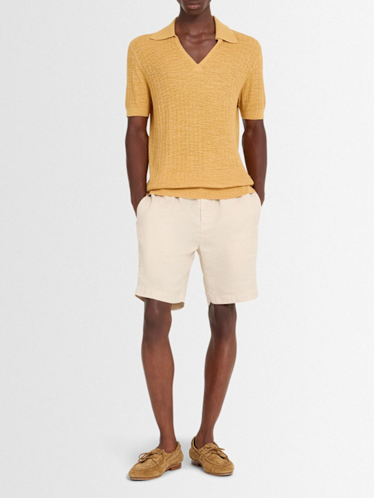 Frescobol Carioca: Joaquim v-neck polo shirt - Tuscan Sun - men_1 | Luisa Via Roma