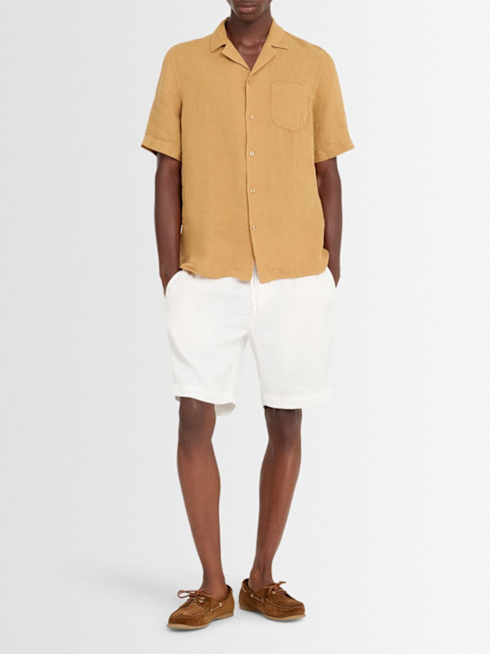 Frescobol Carioca: Angelo linen bowling shirt - Almond - men_1 | Luisa Via Roma