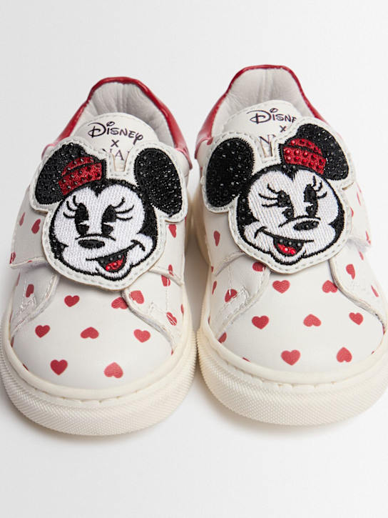 Monnalisa: Sneakers Minnie de piel - Blanco/Rojo - kids-girls_1 | Luisa Via Roma
