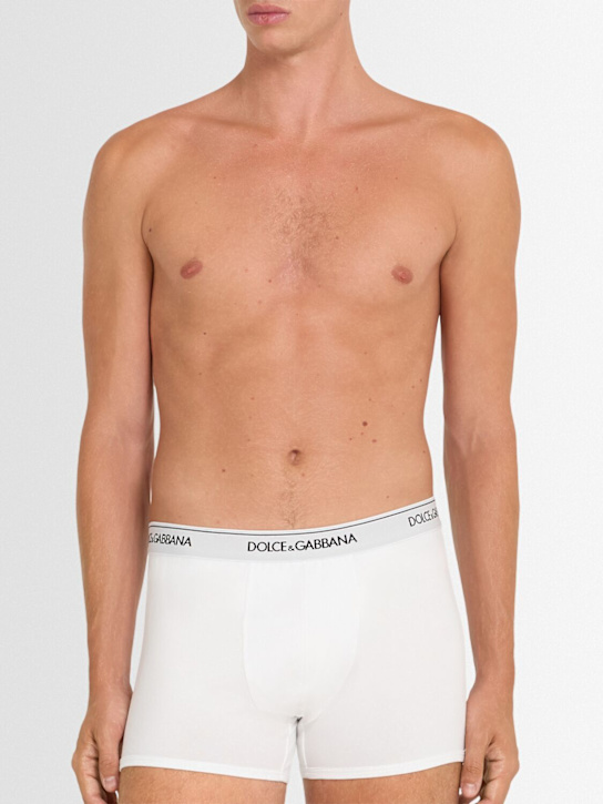 Dolce&Gabbana: SET: 2 BOXER AUS BAUMWOLLE MIT LOGO - Weiß - men_1 | Luisa Via Roma