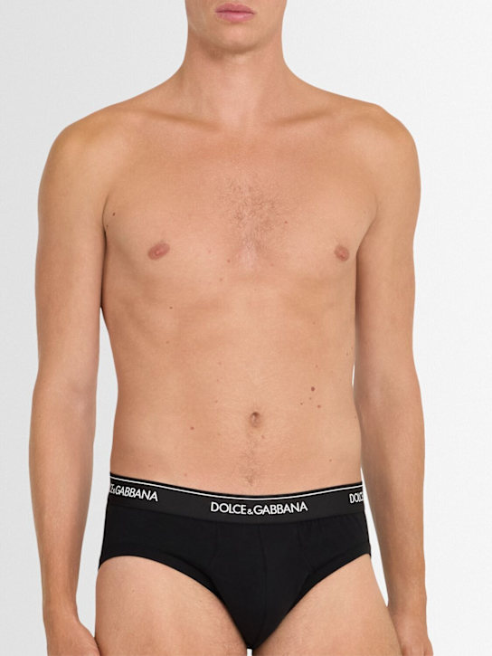 Dolce&Gabbana: Pack of 2 stretch jersey briefs - Black - men_1 | Luisa Via Roma