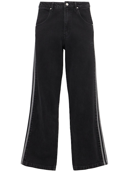 adidas Originals: Firebird denim pants - True Black - men_0 | Luisa Via Roma