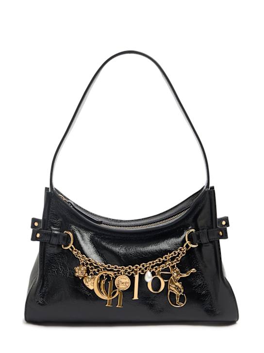 Chloé: Charms shiny leather shoulder bag - Black - women_0 | Luisa Via Roma
