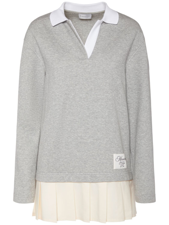 Moncler: Pleated cotton blend polo dress - women_0 | Luisa Via Roma