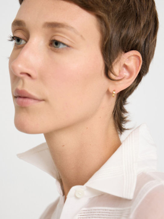 Toteme: 18kt Bezel diamond hoop earrings - Gold - women_1 | Luisa Via Roma