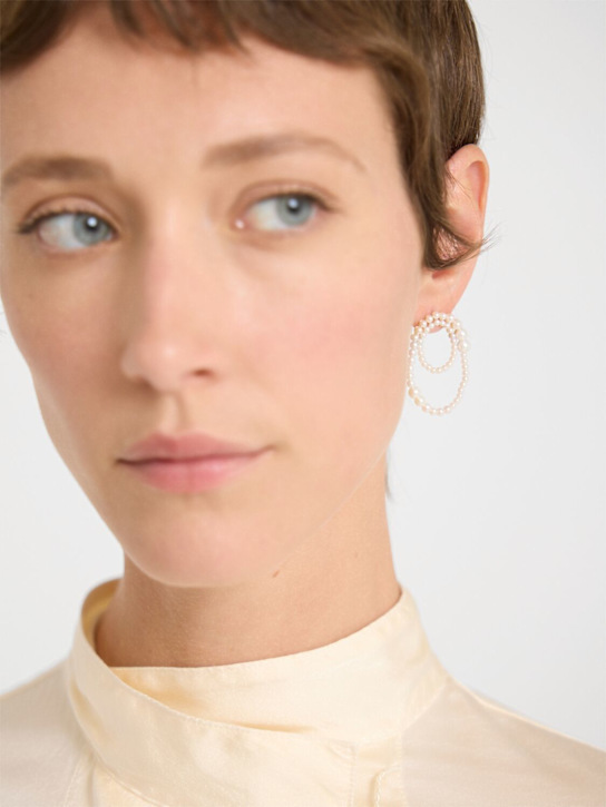 Sophie Bille Brahe: Embrassée 14ktゴールド＆人工パールシングルピアス - パール - women_1 | Luisa Via Roma