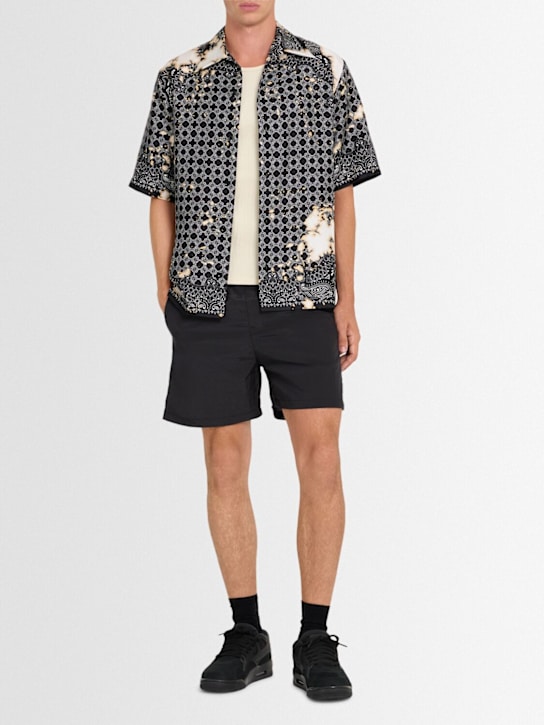 Amiri: Bleached bandana bowling shirt - Black - men_1 | Luisa Via Roma