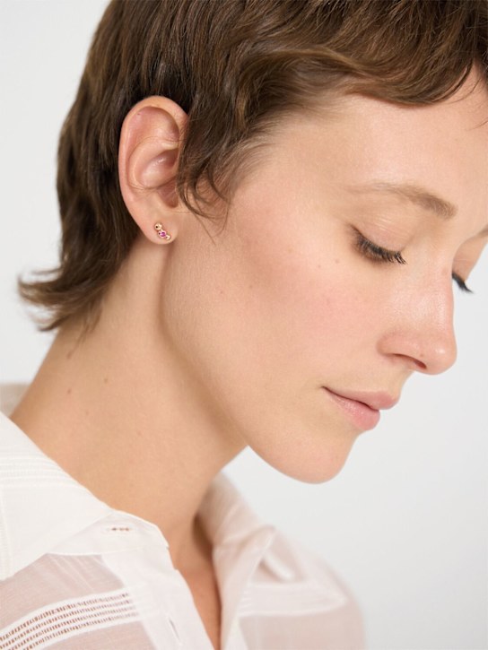 DoDo: 9k Rose gold Bollicine ruby mono earring - Gold/Fuchsia - women_1 | Luisa Via Roma