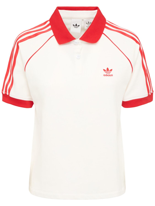 adidas Originals: Cotton blend short sleeve polo - ホワイト/Betsca - women_0 | Luisa Via Roma