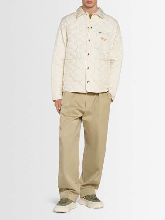 Moncler: Kastos quilted nylon down shirt jacket - Pale Ivory - men_1 | Luisa Via Roma