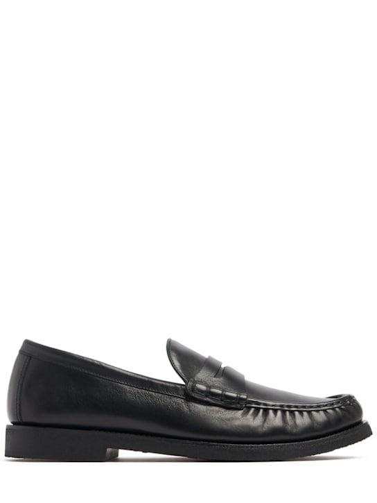 Officine Creative: Balfron leather penny loafers - Black - men_0 | Luisa Via Roma
