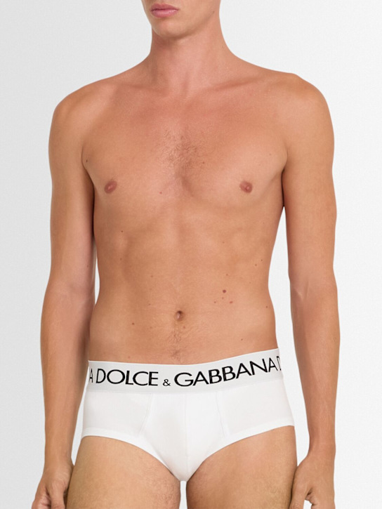 Dolce&Gabbana: Pack of 2 cotton jersey briefs - Optic White - men_1 | Luisa Via Roma