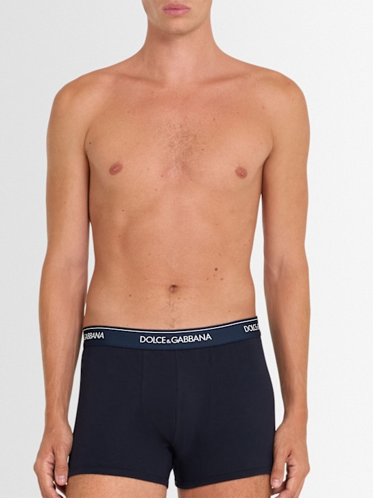 Dolce&Gabbana: SET: 2 BOXER AUS BAUMWOLLE MIT LOGO - Dunkelblau - men_1 | Luisa Via Roma