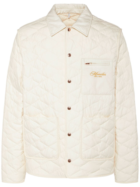 Moncler: Kastos quilted nylon down shirt jacket - Pale Ivory - men_0 | Luisa Via Roma