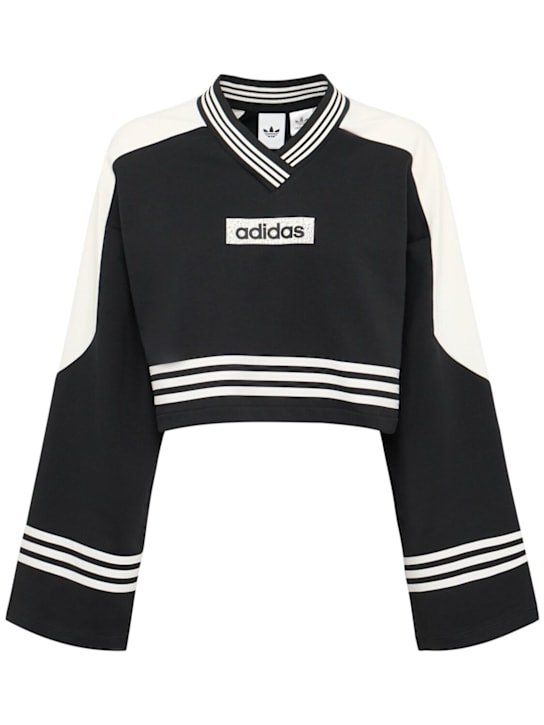 adidas Originals: Cotton blend crop sweatshirt - women_0 | Luisa Via Roma