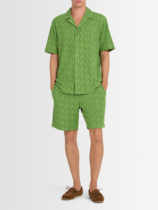 Frescobol Carioca: Roberto terry jacquard shirt - Parakeet Green - men_1 | Luisa Via Roma