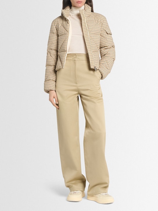 Moncler: Keros wool blend check short down jacket - women_1 | Luisa Via Roma