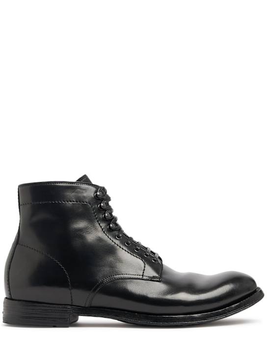 Officine Creative: Anatomia leather lace-up boots - men_0 | Luisa Via Roma